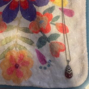 Silver Necklace with Red Pendant